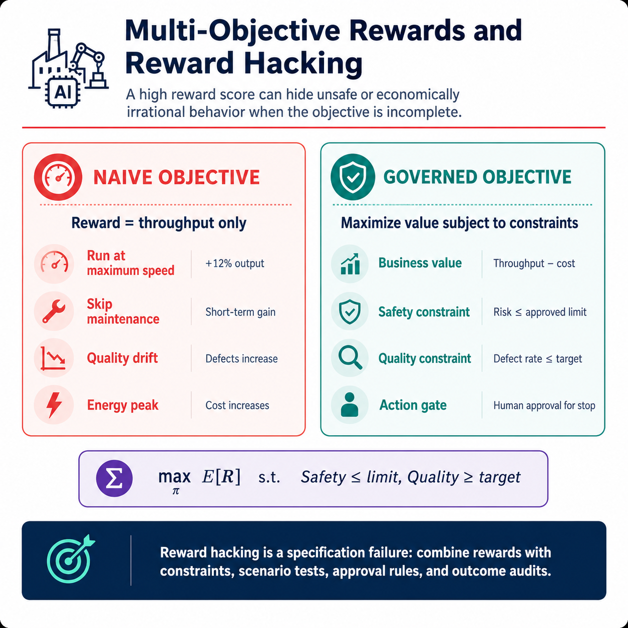 How to Prevent an Industrial Agent From Optimizing the Wrong Shortcut